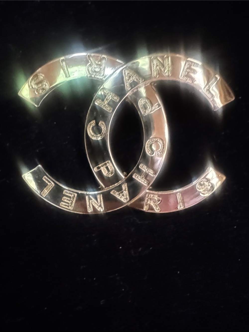 Brooch  Gold tone with Engraved Lettering